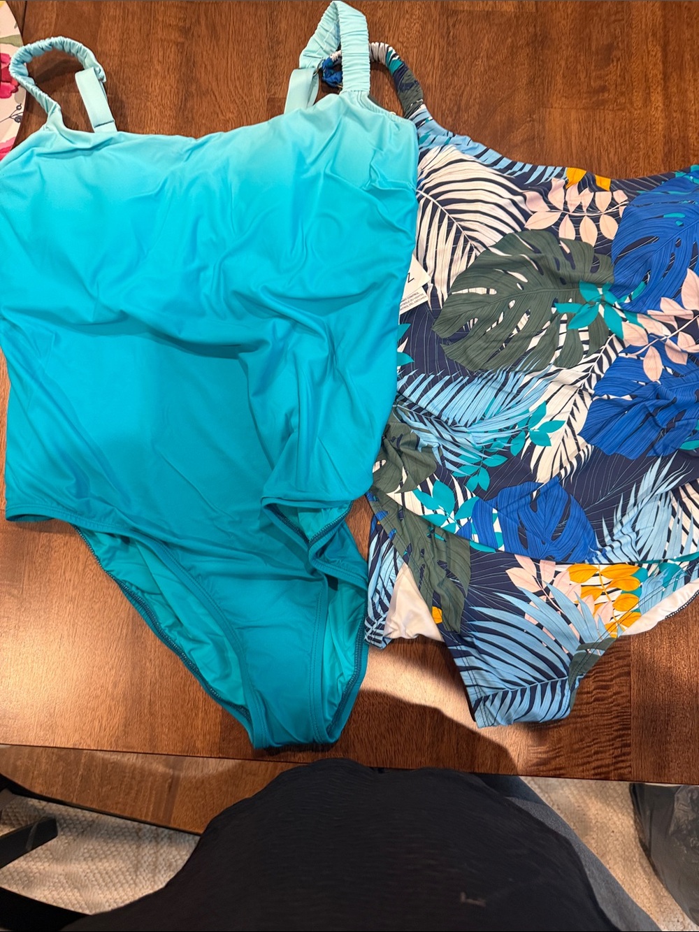 Bundle two swimsuitsTurquoise One-Piece Swimsuit & tropical bright leaf pattern